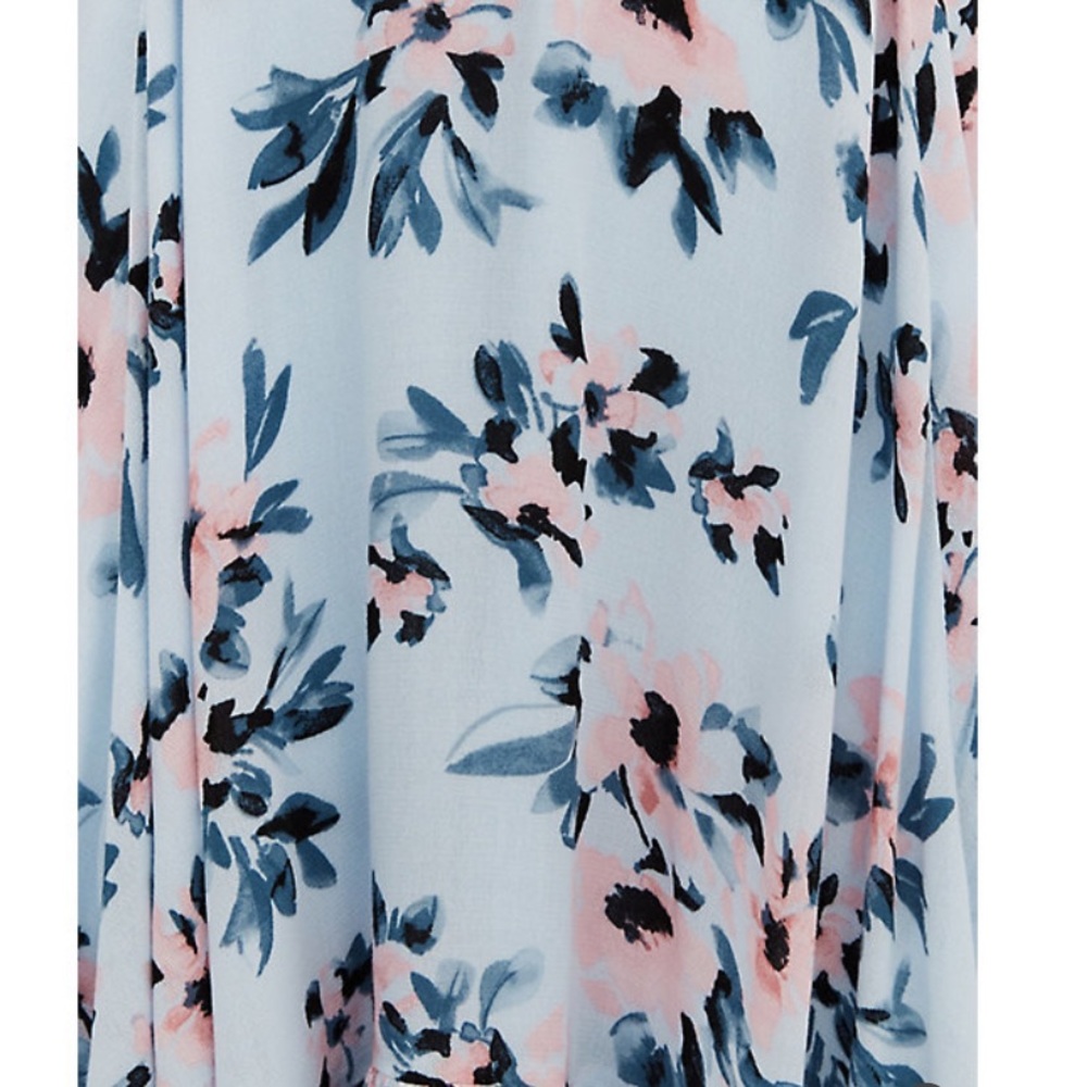 Light Blue Floral Cold Shoulder Handkerchief Dress - Picture 4 of 4